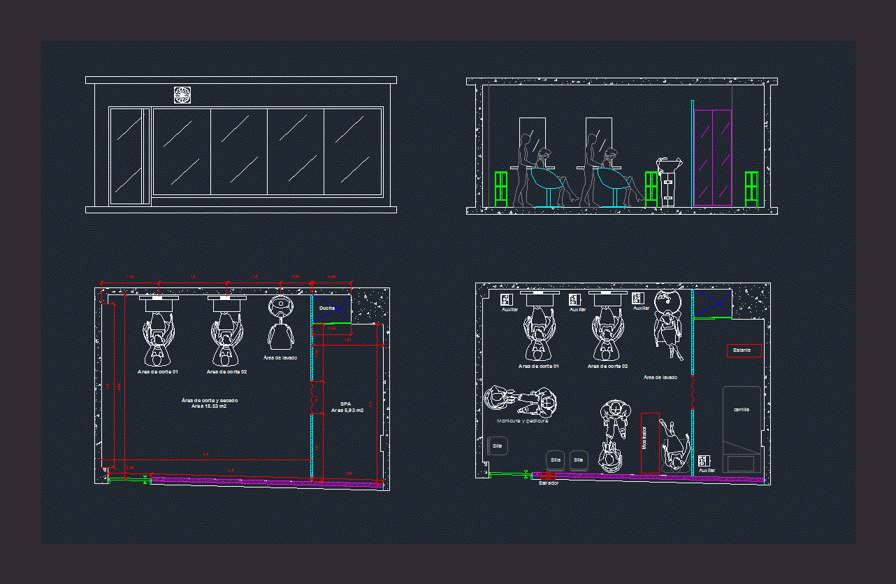 Projeto salão de beleza e barbearia Dwg - Download