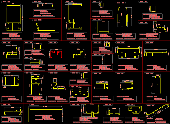 aluminum windows details cad