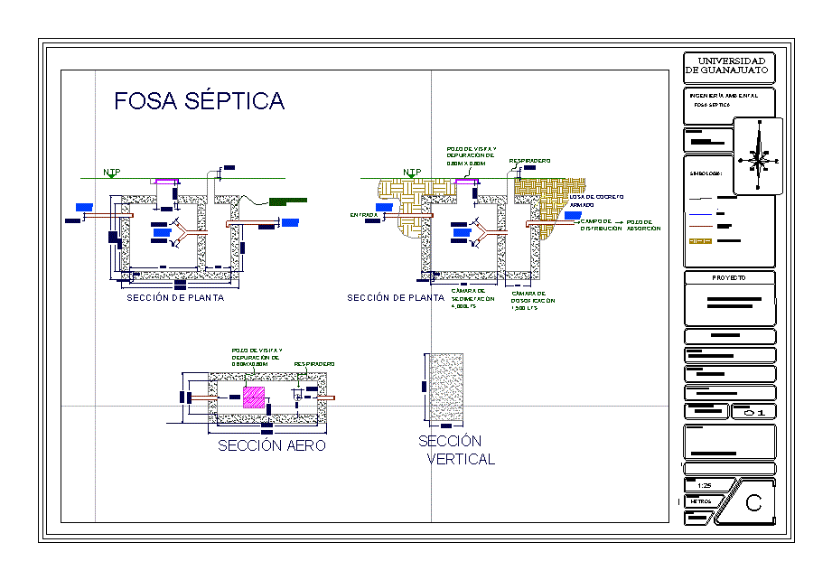 Fosa Séptica: Detalles en AutoCAD - Descarga en DWG