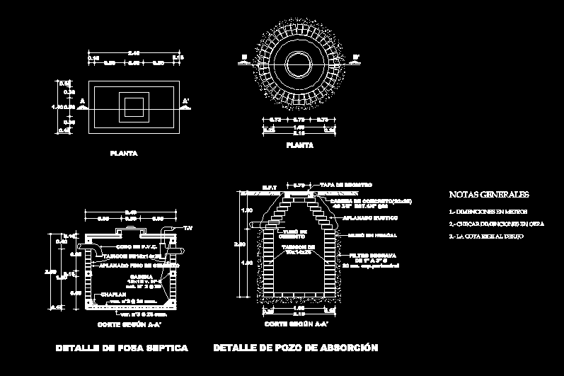 Fosa Séptica: Detalles en AutoCAD - Descarga en DWG