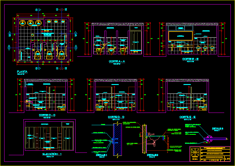 Plumbing projects. Construction Details category, dwg project details