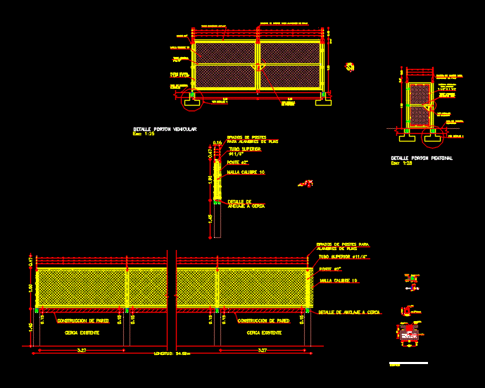 Cyclone mesh details of garden perimeter fence dwg file - Cadbull