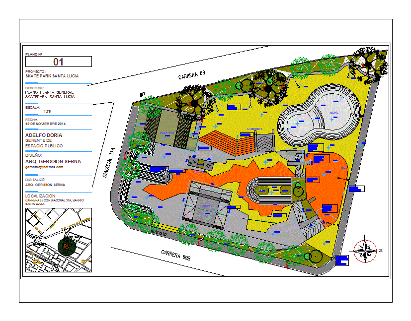 Skatepark - Pista per Skate dwg  Architettura, Progettista, Parco