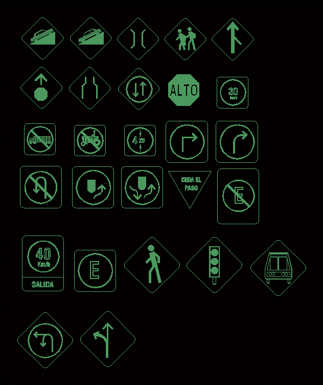 Signs. Roads Bridges and Dams category, dwg project details