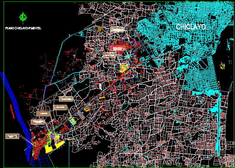 Map of chiclayo peru. Urban Design category, dwg project details