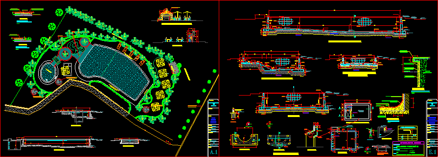 Swimming Pool. Pools and swimming-pools category, dwg project details